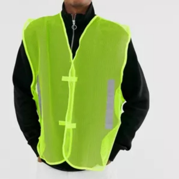 VINTAGE SUPPLY Unisex Mesh Neon Yellow Safety Vest - Picture 7 of 7